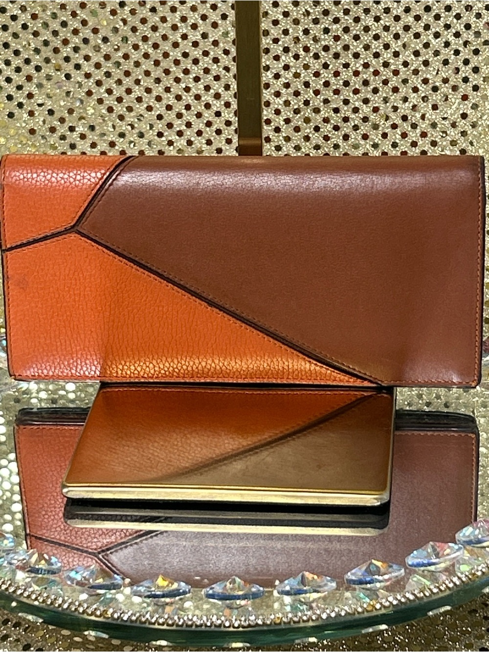 Loewe Puzzle Leather Envelope Clutch on a Chain Approx. 7.5 x 3.5 - Picture 3 of 17